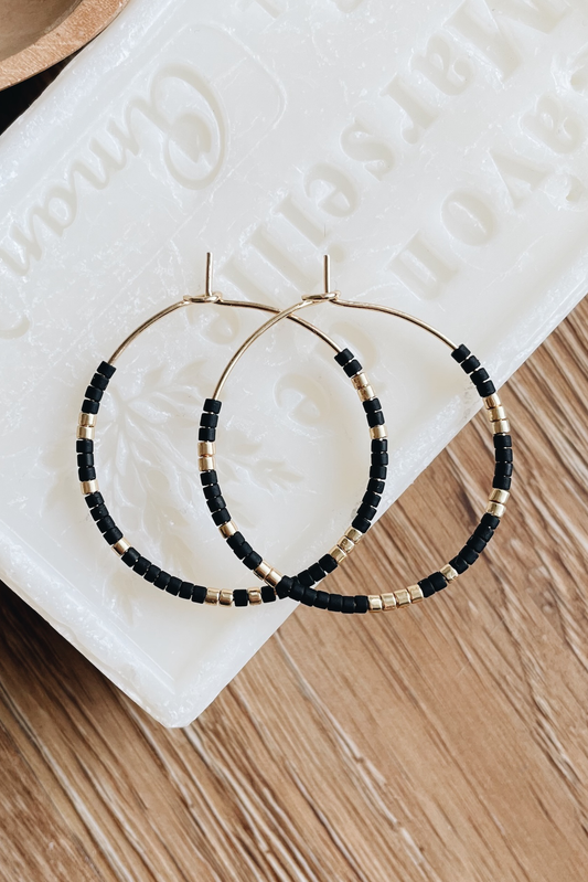 SKINNY HOOPS Creolen | gold-schwarz